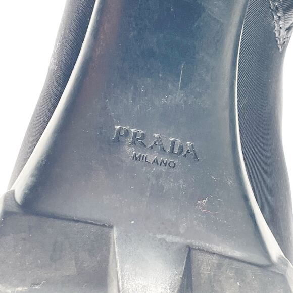 Prada Black Spazzolato Re-Nylon Metal Triangle Logo Ankle Combat Boot IT 38 - Picture 11 of 13
